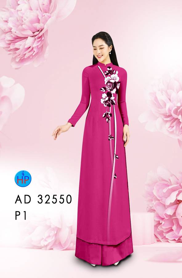 Vải Áo Dài Hoa In 3D AD 32550 14